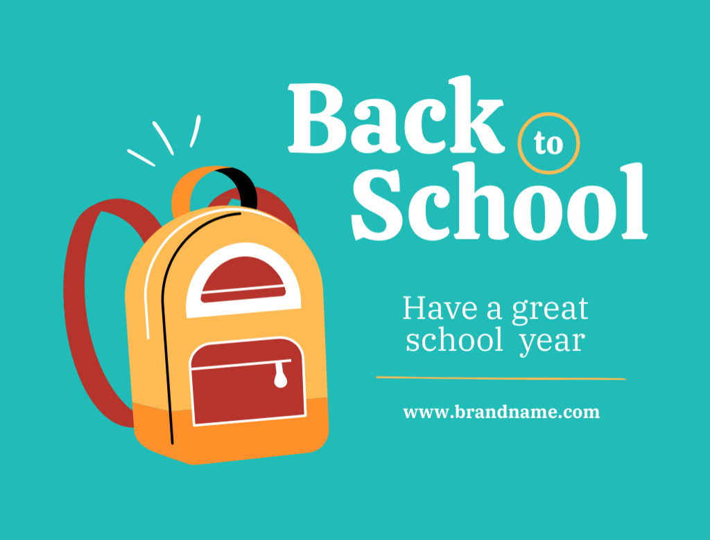 Back to School Greeting With Backpack Postcard 4.2x5.5in Design Template