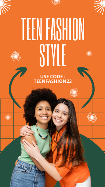 Designvorlage Promo of Teen Fashion with Stylish Girls für Instagram Story