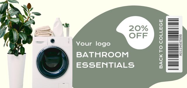 Plantilla de diseño de Bathroom and Laundry Essentials Offer on Green Grey Coupon Din Large 