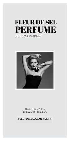 Perfume ad with Fashionable Woman in Black Graphic Design Template