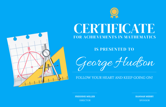 Certificate of Achievement in Blue Certificate 5.5x8.5in Design Template