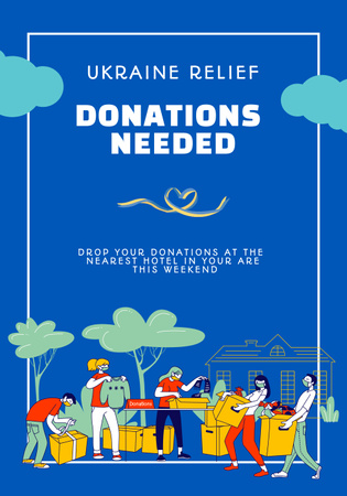 Ontwerpsjabloon van Poster 28x40in van Promotie van donaties voor Oekraïne op Blue