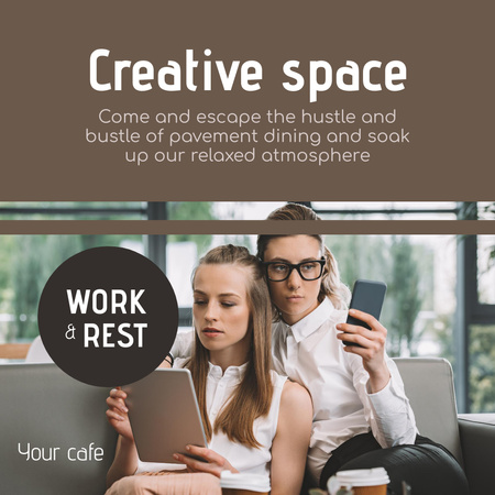 Креативное пространство для работы и отдыха Instagram – шаблон для дизайна