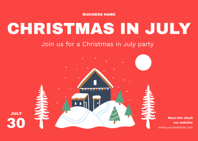 Sparkling Participation in the July Christmas Festivities Flyer 5x7in Horizontal Design Template