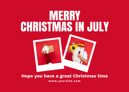 Modèle de visuel Santa Claus with Yellow Tape Recorder Merry Christmas - Flyer 5x7in Horizontal
