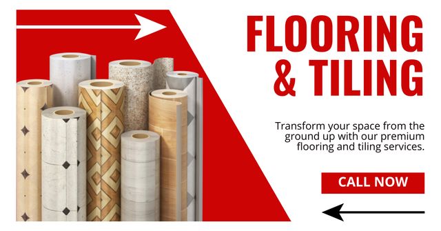Designvorlage Long-lasting Flooring And Tiling Materials Offer für Facebook AD