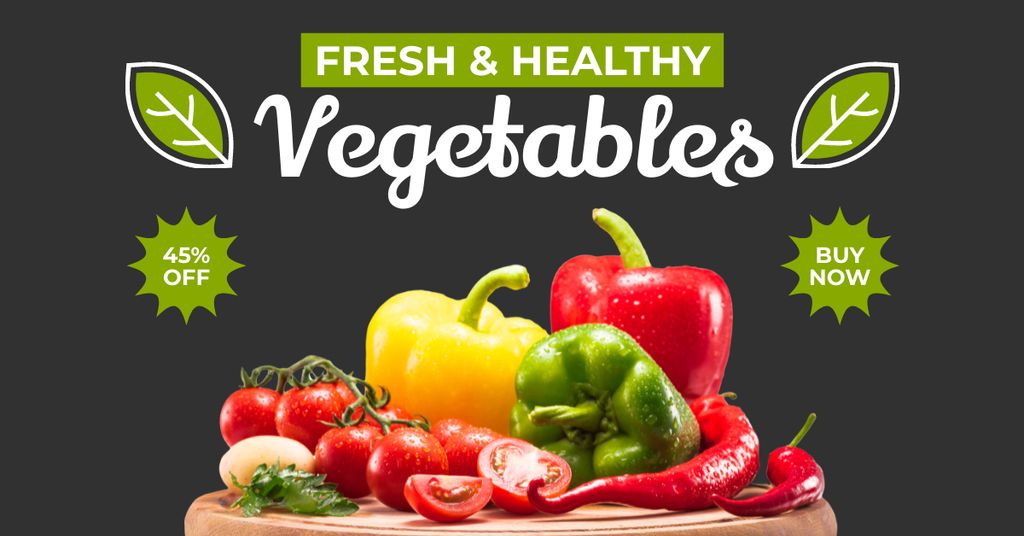 Plantilla de diseño de Sale Farm Vegetables with Appetizing Peppers and Tomatoes Facebook AD 