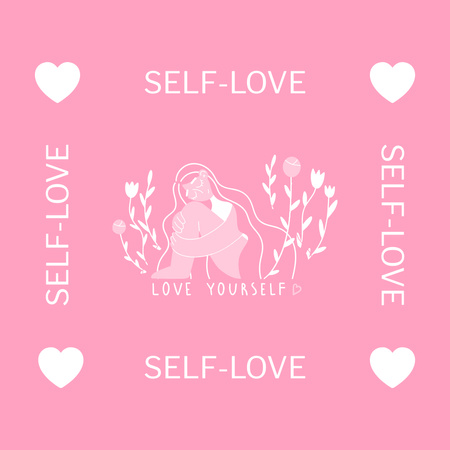 Self Love Motivation With Illustration Instagram Design Template