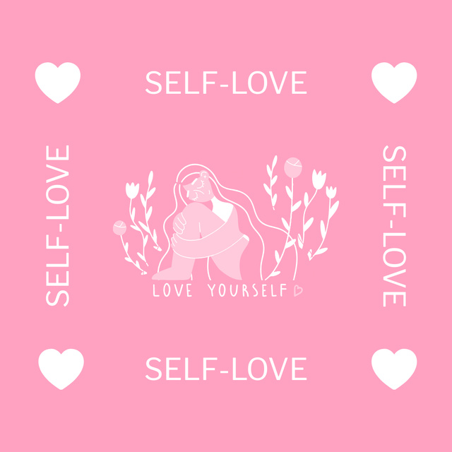 Designvorlage Self Love Motivation With Illustration für Instagram