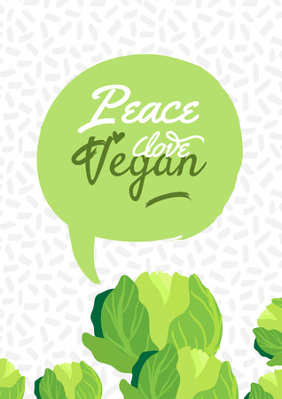 Vegan Lifestyle Concept with Green Plant Poster A3 Design Template