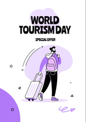 Tourism Day Celebration Announcement with Man on Purple