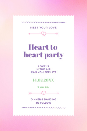 Valentine's Day Party Announcements with Hearts Flyer 4x6in Design Template