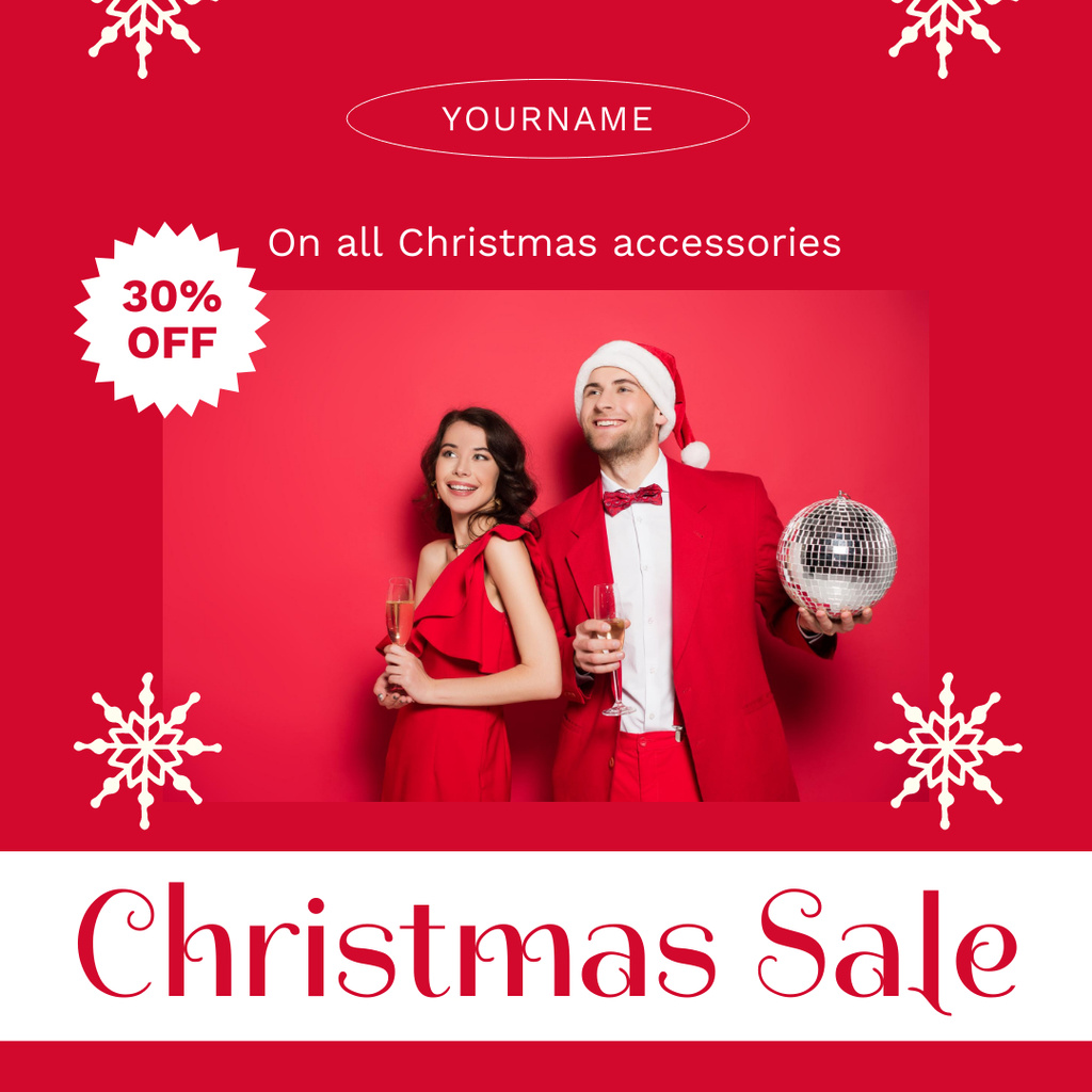 Christmas Accessories Sale Magenta Instagram AD Design Template