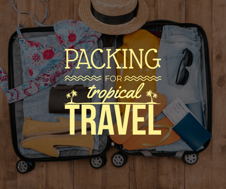 Ontwerpsjabloon van Facebook van Packing Suitcase for Summer Vacation