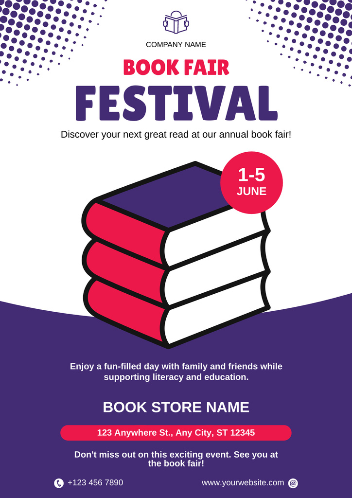 Modèle de visuel Book Festival Ad with Stack of Books - Poster