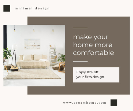 Template di design Offerta di sconto per il design per la casa minimalista Facebook