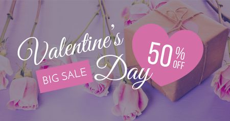 Valentine's Day Gifts with pink roses Facebook AD Design Template