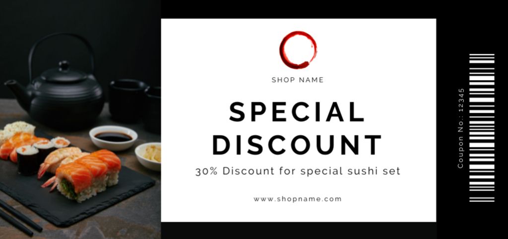 Sushi Special Discount Voucher Coupon Din Large Πρότυπο σχεδίασης