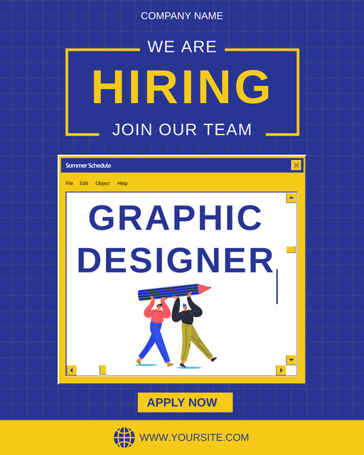Hiring Creative Graphic Designer to Our Team Instagram Post Vertical – шаблон для дизайну