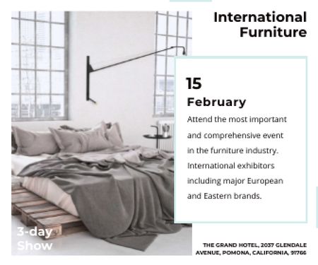 Designvorlage Furniture Store Ad Bedroom in Grey Color für Large Rectangle