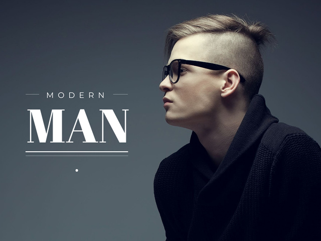 Stylish Man in glasses Presentation Modelo de Design