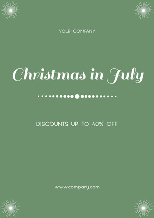 Christmas in July Discount Sale Announcement Postcard A5 Vertical Design Template