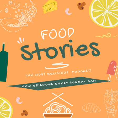 Podcast with Food Stories Podcast Cover Design Template