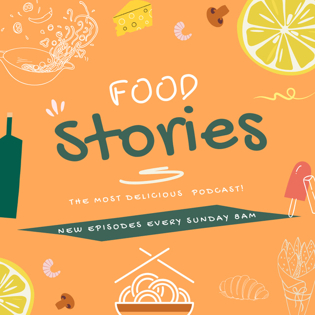 Ontwerpsjabloon van Podcast Cover van Podcast with Food Stories