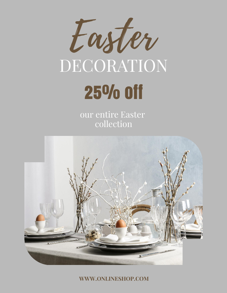 Easter Holiday Sale Announcement Poster 8.5x11in Design Template