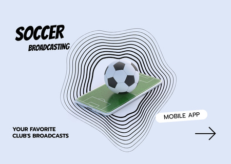 Plantilla de diseño de Transmisión de fútbol multilingüe en la aplicación móvil Flyer A6 Horizontal 