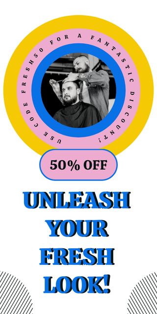 Modèle de visuel Promo of Barbershop with Client in Salon - Graphic