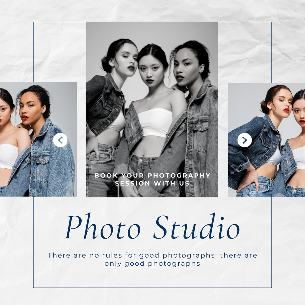 Photo Studio Ad with Beautiful Women Instagram Modelo de Design
