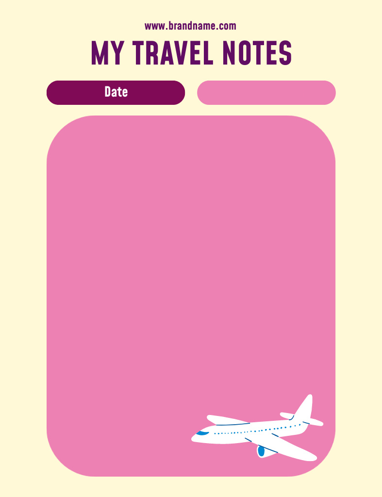 Travel Planner in Pink with Airplane Notepad 107x139mm Šablona návrhu