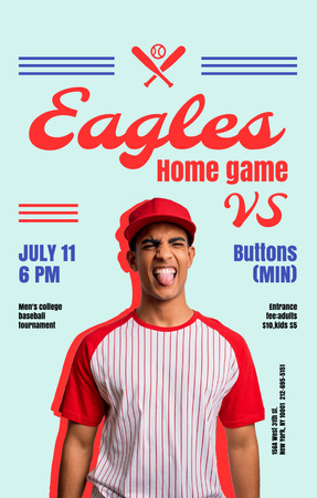 Baseball Home Game Announcement In July Invitation 4.6x7.2in Design Template