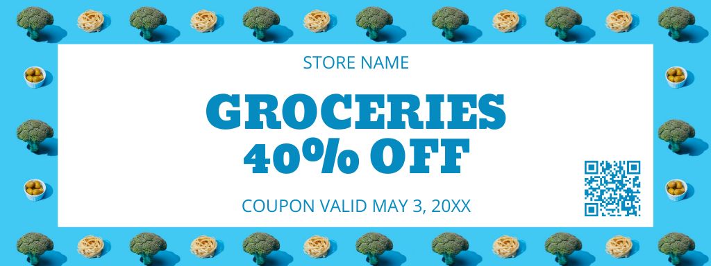 Grocery Sale Offer With Vegetables Coupon Design Template