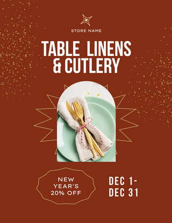 Platilla de diseño New Year Discount Offer of Festive Cutlery Flyer 8.5x11in