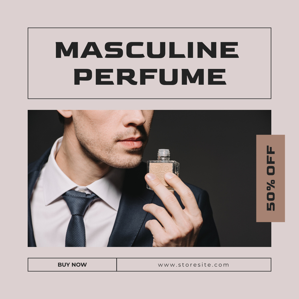 Designvorlage Masculine Fragrance Discount Offer für Instagram