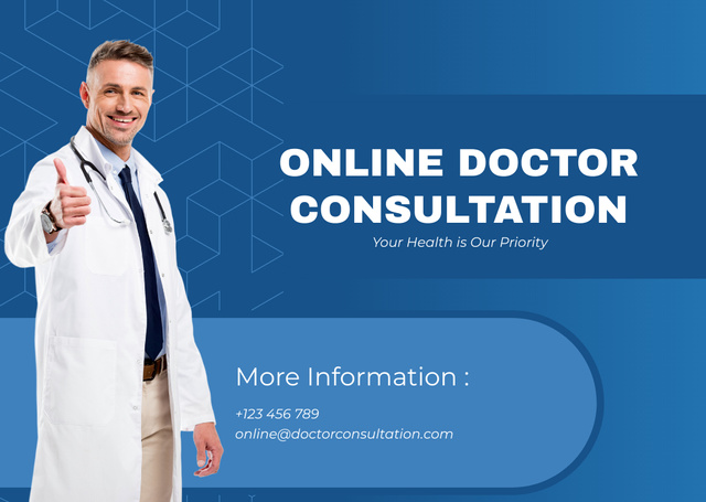 Ontwerpsjabloon van Card van Offer of Online Doctor's Consultation