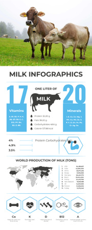 Statistical and Map infographics about Milk Infographic Tasarım Şablonu