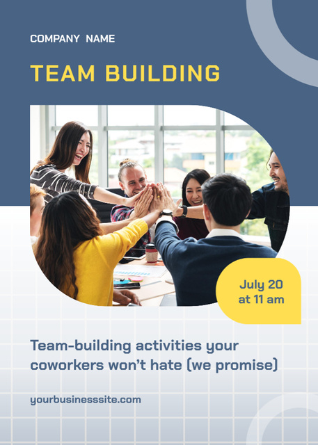 Coworkers at Team Building in Office Invitation Design Template