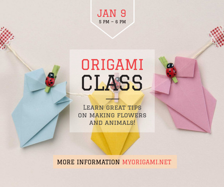 Origami Classes Invitation Paper Garland Medium Rectangle Modelo de Design