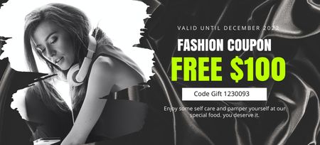 Modèle de visuel Offre de coupon cadeau pour vêtements de mode - Coupon 3.75x8.25in