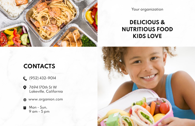 Healthy and Tasty Dishes for Kids Brochure 11x17in Bi-fold Design Template