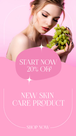 New skin Care Product Announcement with Attractive Blonde Woman Instagram Story Modelo de Design