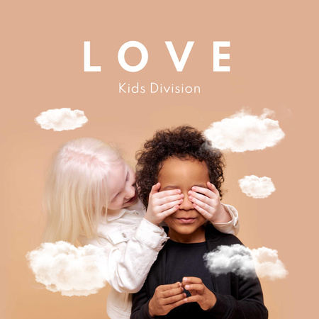 Cute little Multiracial Kids Album Cover Modelo de Design