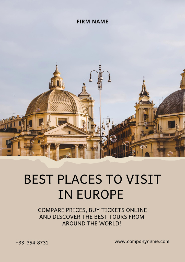 Best Places to Visit in Europe Poster tervezősablon