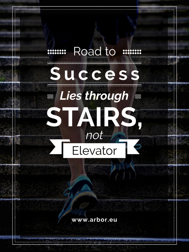 Ontwerpsjabloon van Poster US van Man is running Upstairs with Motivational Quote