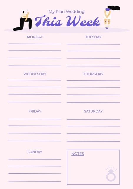 Wedding Plan Sheet for This Week Schedule Planner Design Template