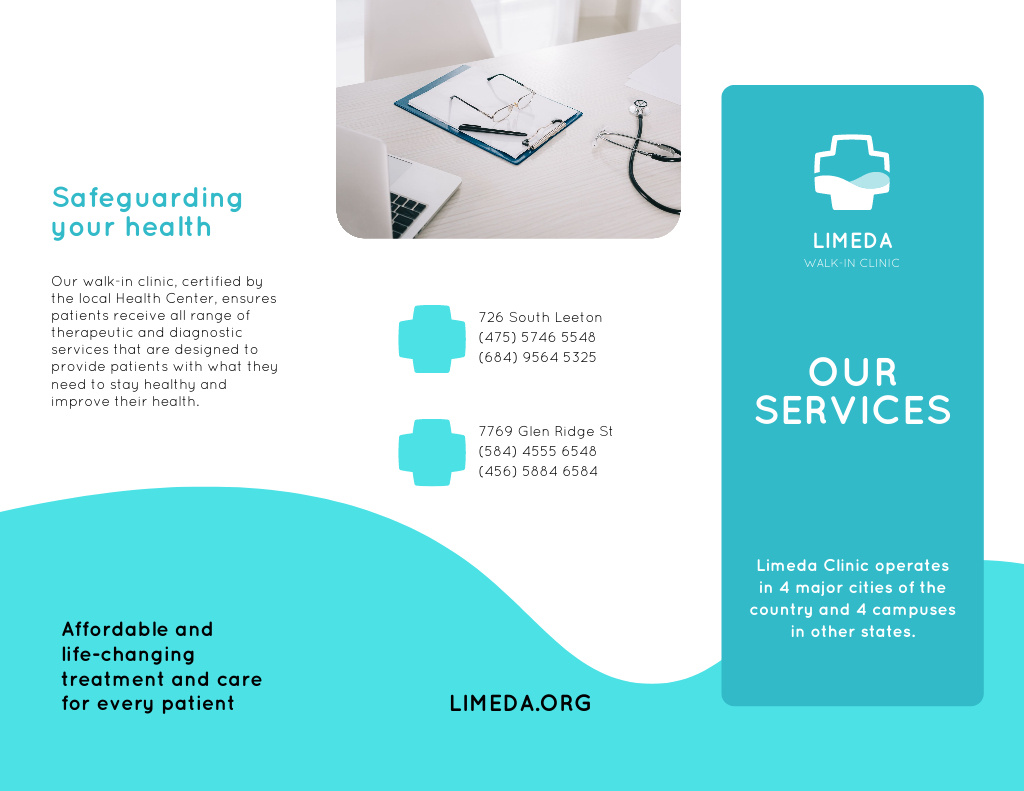 Clinic Services Offer with Doctors Attributes Brochure 8.5x11in tervezősablon