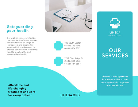 Clinic Services Offer with Doctors Attributes Brochure 8.5x11in Design Template